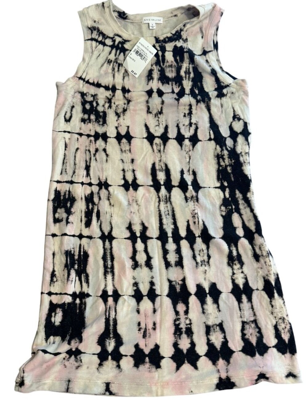 Sleeveless Tie-Dye Tank Dress By Socialite Size S Polyester/Spandex Blend Black/